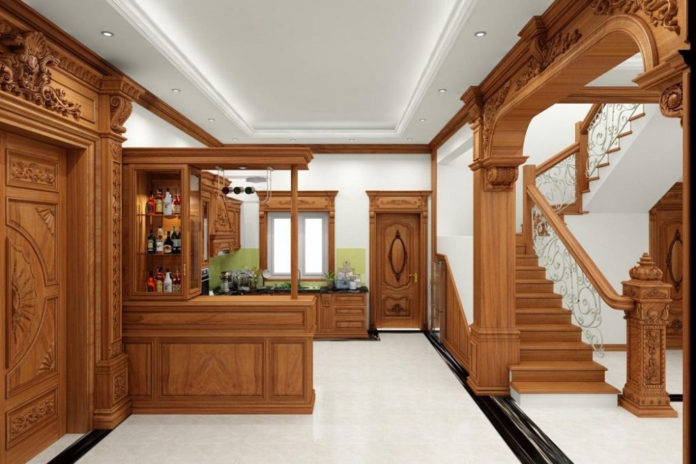 Mẫu cầu thang gỗ vuông