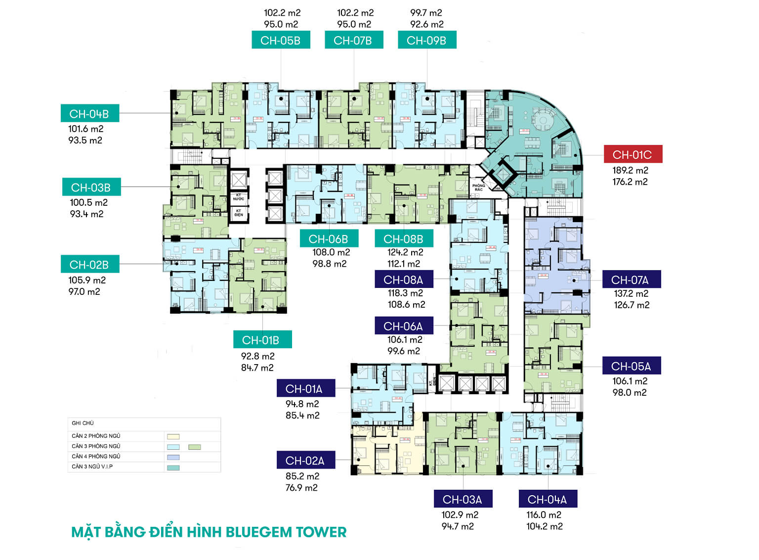 Mặt Bằng Thiết Kế Dự Án BlueGem Tower Thanh Trì