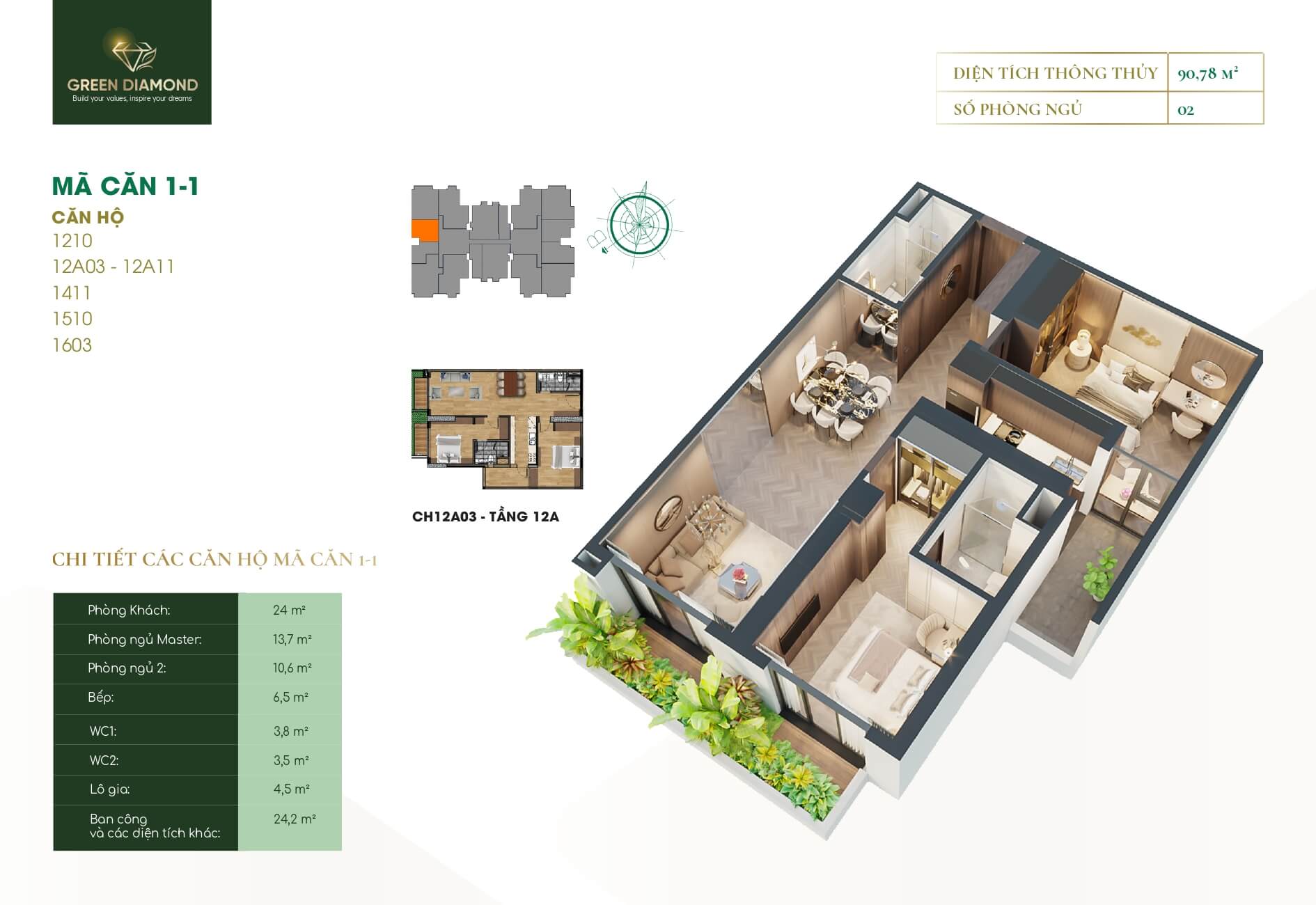 Thiết Kế Căn Hộ Green Diamond Láng Hạ