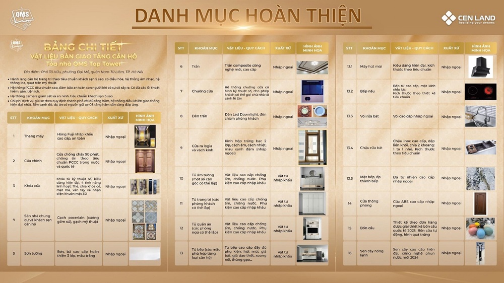 Nội Thất Bàn Giao Căn Hộ QMS Tower Tố Hữu