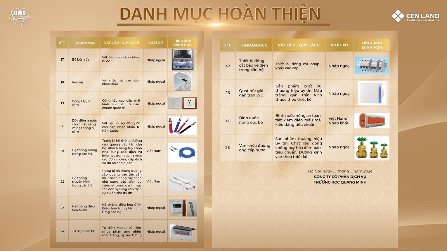 Nội Thất Bàn Giao Căn Hộ QMS Tower Tố Hữu