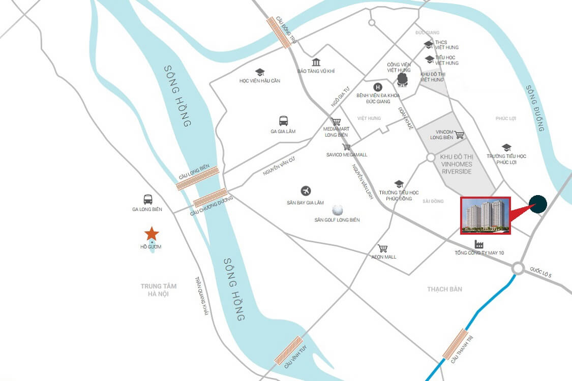 Vị trí dự án Ruby Park Long Biên