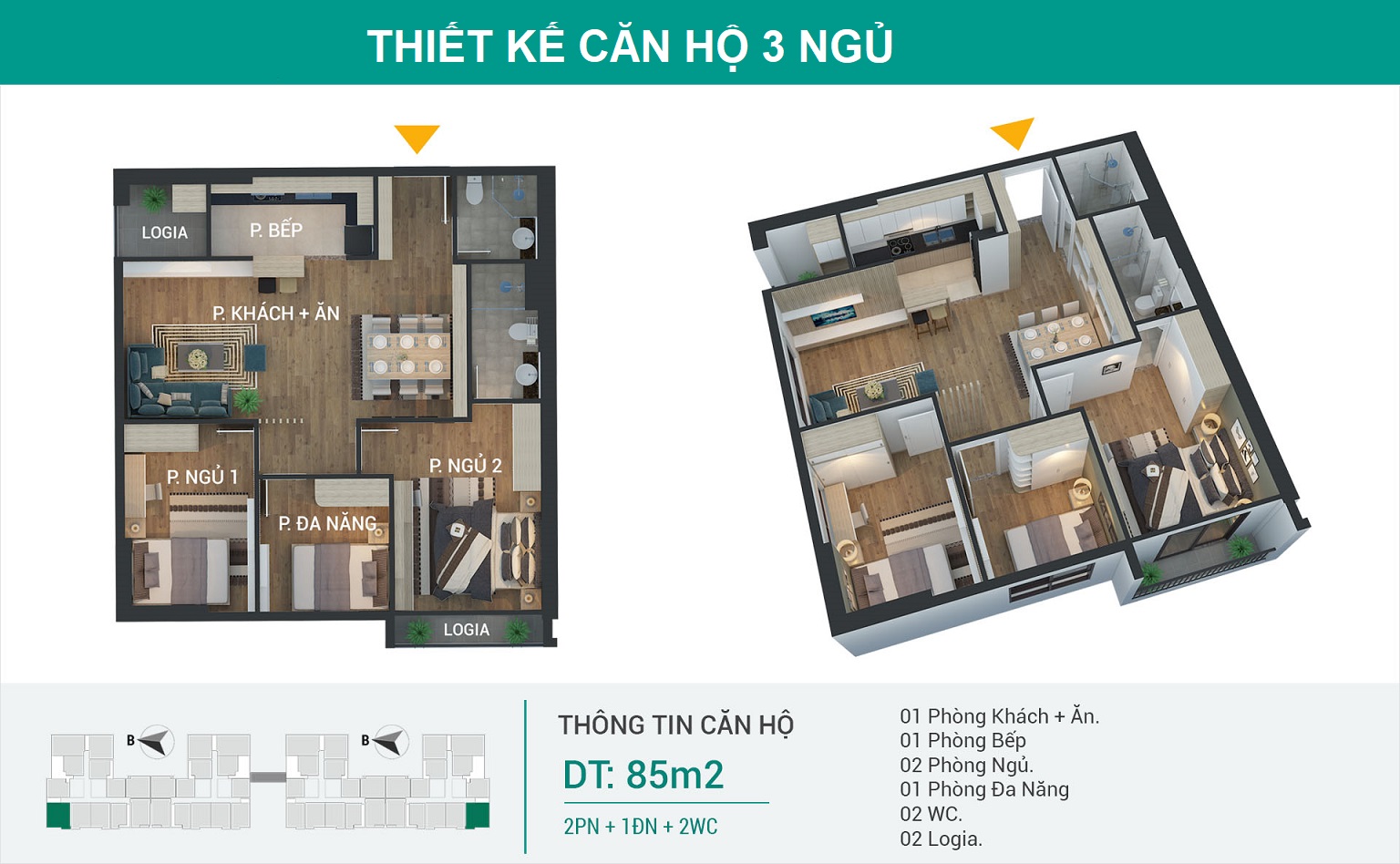 Thiết kế căn hộ Ruby Riverside Phúc Đồng