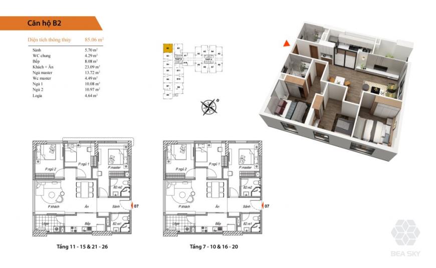 Thiết kế căn hộ chung cư Bea Sky