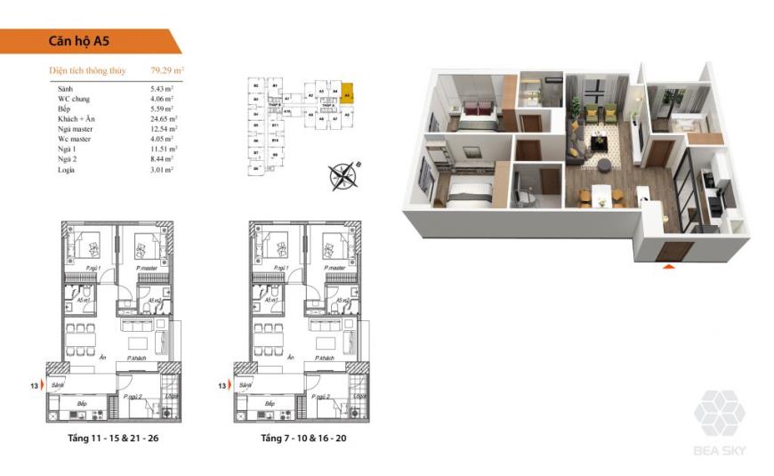 Thiết kế căn hộ chung cư Bea Sky