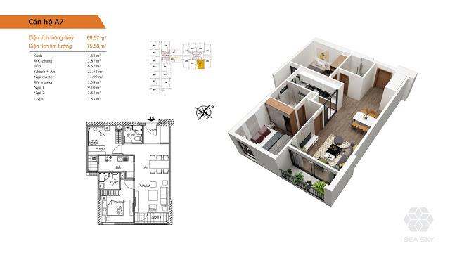 Thiết kế căn hộ chung cư Bea Sky