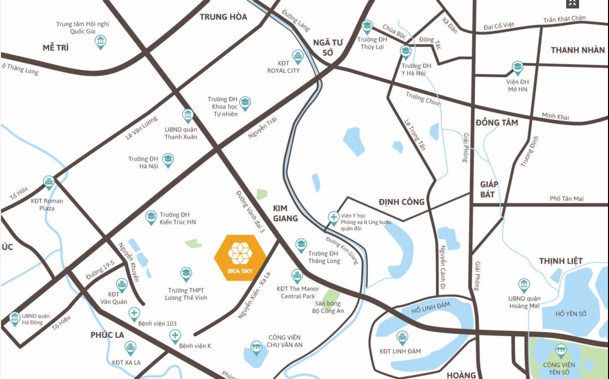 Vị trí dự án chung cư Bea Sky Hoàng Mai