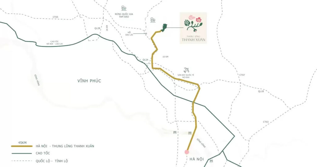 Vị trí dự án Thung Lũng Thanh Xuân Valley
