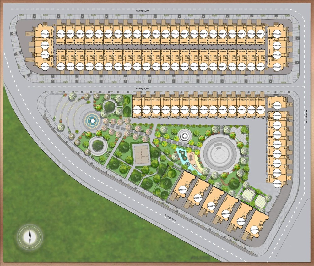 Mặt bằng biệt thự Capital Crown BT5 Ciputra