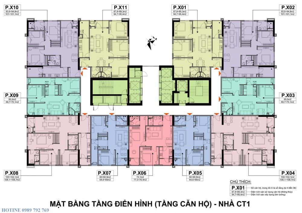 Mặt bằng căn hộ A10 Nam Trung Yên
