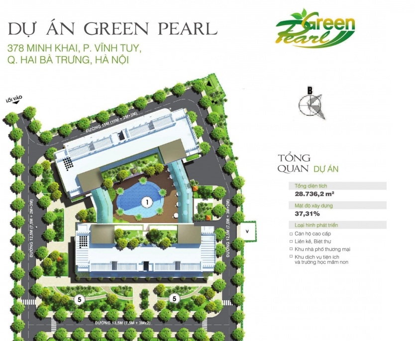 Mặt bằng chung cư Green Pearl Minh Khai