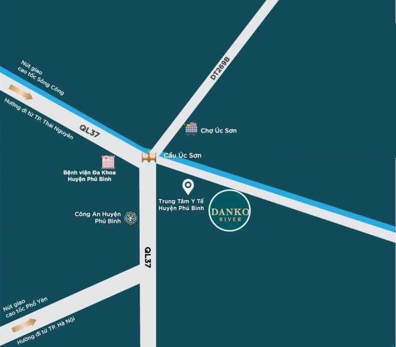 Vị trí đắc địa của dự án Danko River Phú Bình