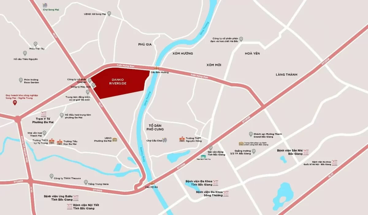 Vị trí dự án Danko Riverside Bắc Giang