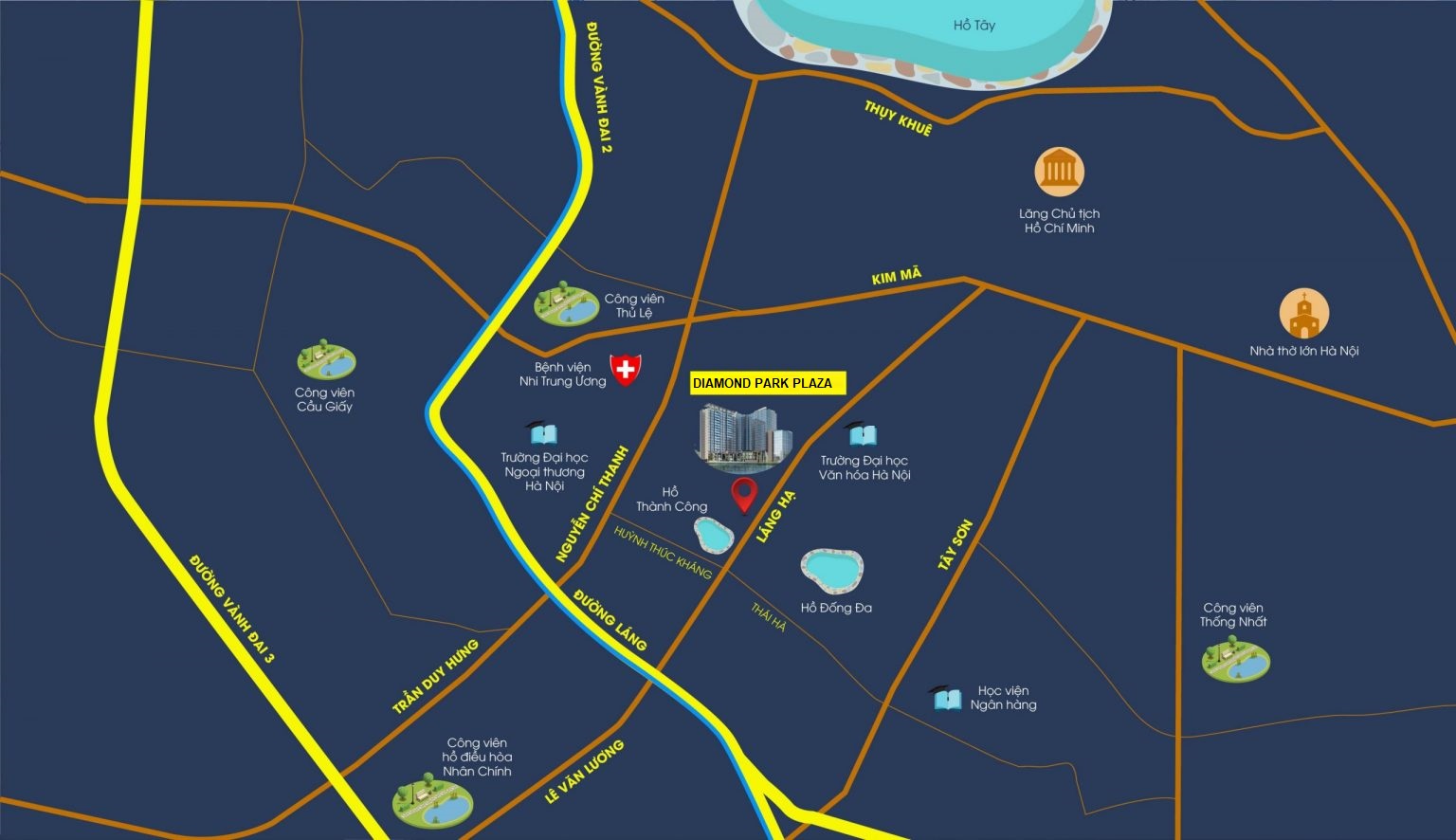 Vị trí Dự Án BRG Diamond Park Plaza 16 Láng Hạ