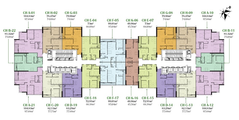 Mặt bằng căn hộ chung cư Eco Dream Nguyễn Xiển