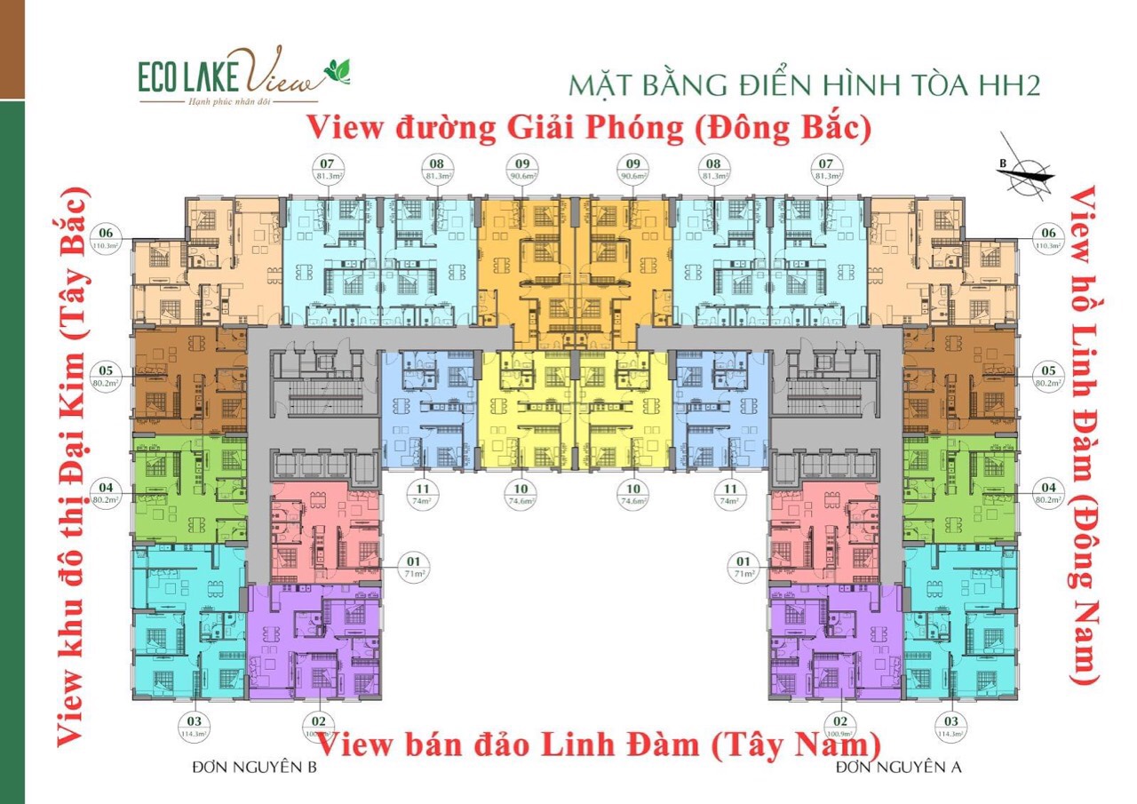 Mặt bằng dự án Eco Lake View 32 Đại Từ