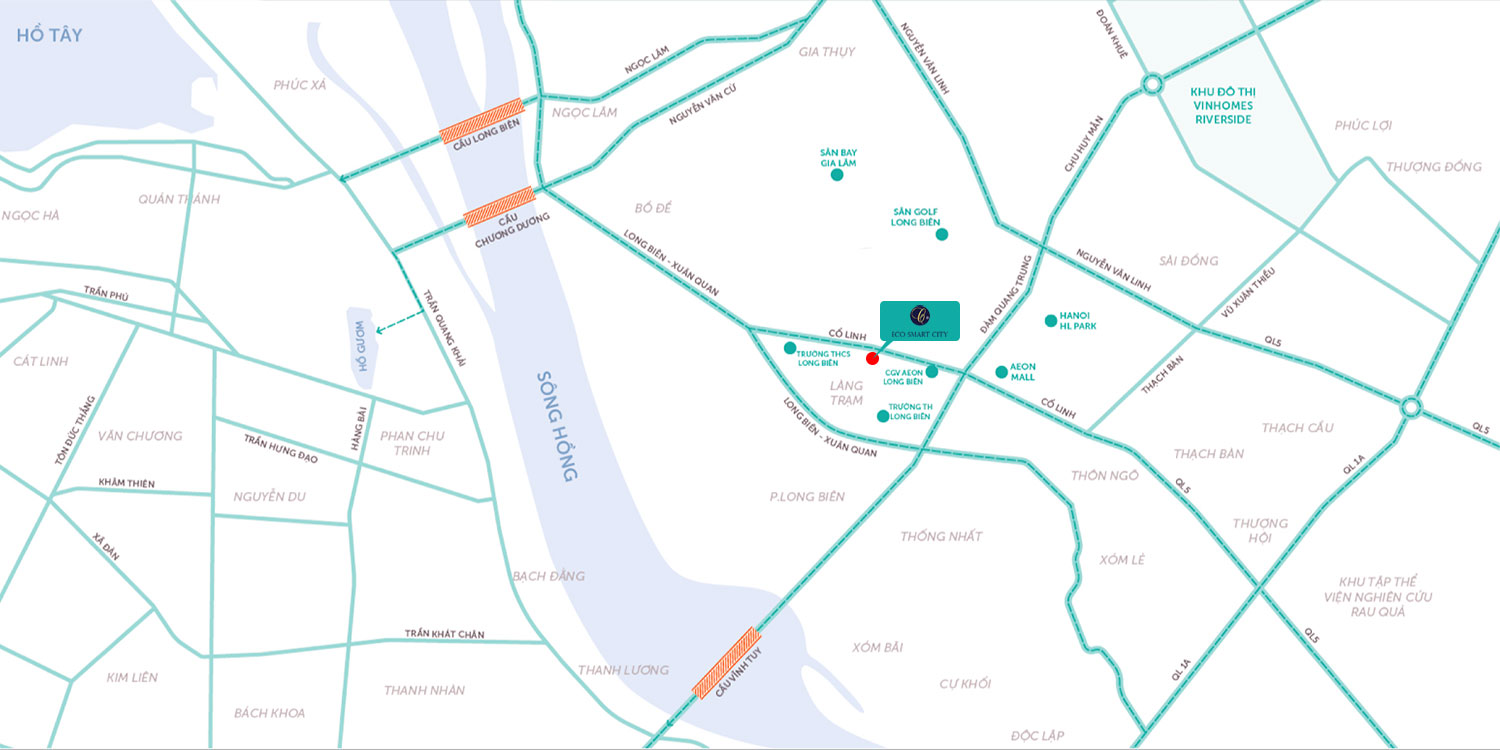 Vị trí dự án Eco Smart City Long Biên
