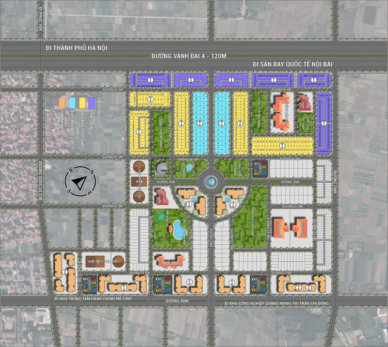 Mặt bằng biệt thự liền kề dự án HUD Mê Linh Central