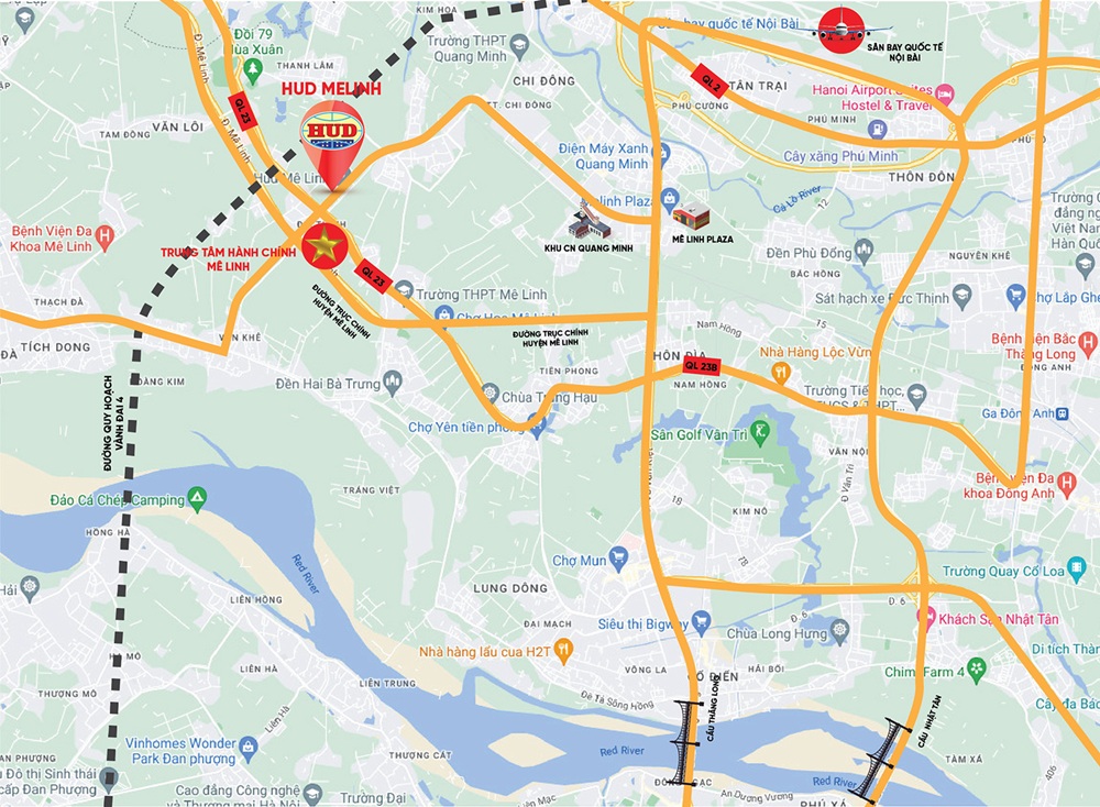 Vị trí dự án HUD Mê Linh Central
