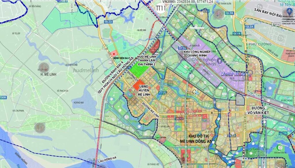 Vị trí dự án HUD Mê Linh Central