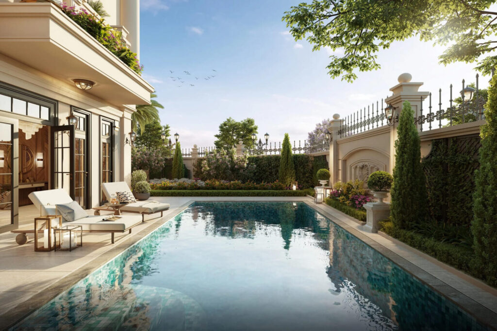 Tiện ích nghỉ dưỡng đẳng cấp ngay trong dinh thự của bạnCác biệt thự tại Diamond Palace không chỉ được thiết kế sang trọng mà còn mang đến trải nghiệm nghỉ dưỡng ngay tại nhà. Không gian sống được tối ưu để cư dân có thể tận hưởng cảm giác thư thái như đang ở một khu resort cao cấp. Từ hệ thống bể bơi riêng trong từng căn biệt thự, khuôn viên vườn xanh mát đến những không gian sinh hoạt chung tiện nghi, tất cả đều được bố trí hài hòa để mang đến sự thoải mái tối đa.