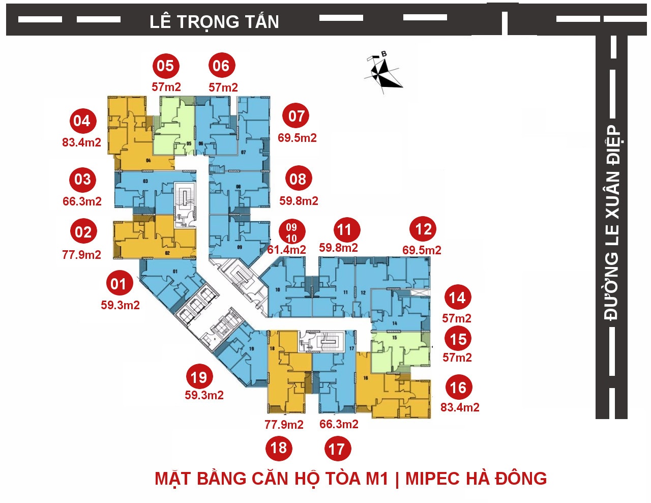 Mặt bằng chung cư Mipec City View Kiến Hưng
