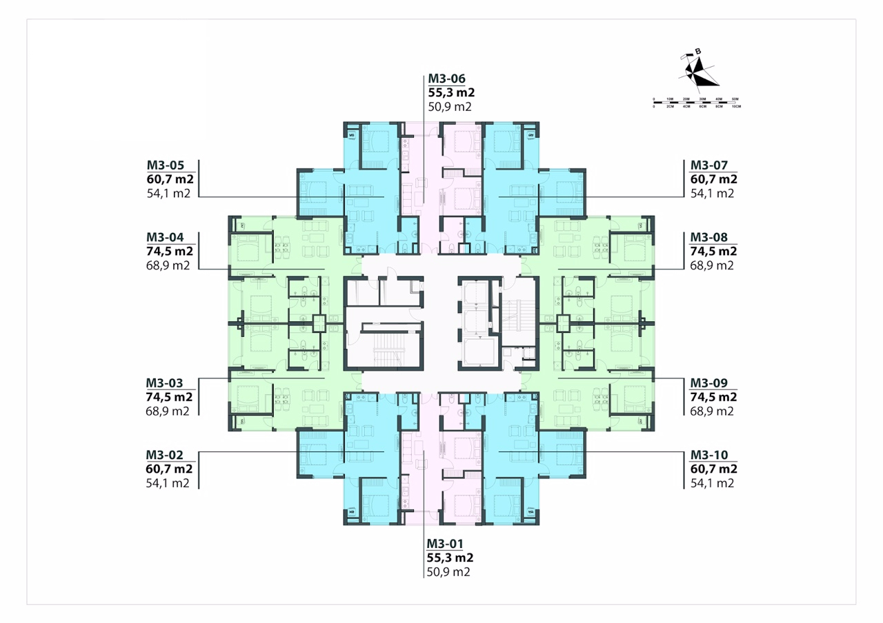 Mặt bằng chung cư Mipec City View Kiến Hưng