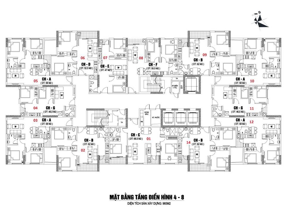 Mặt bằng chung cư Mipec City View Kiến Hưng