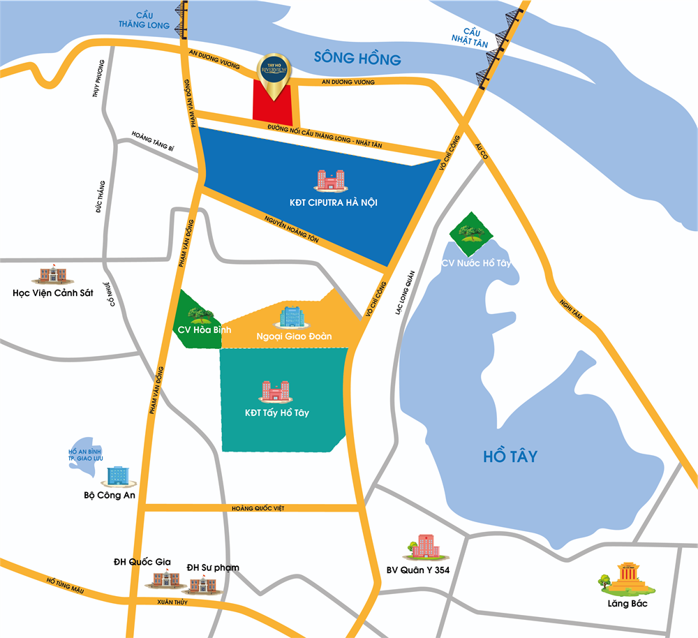 Vị trí dự án chung cư Tây Hồ RiverView