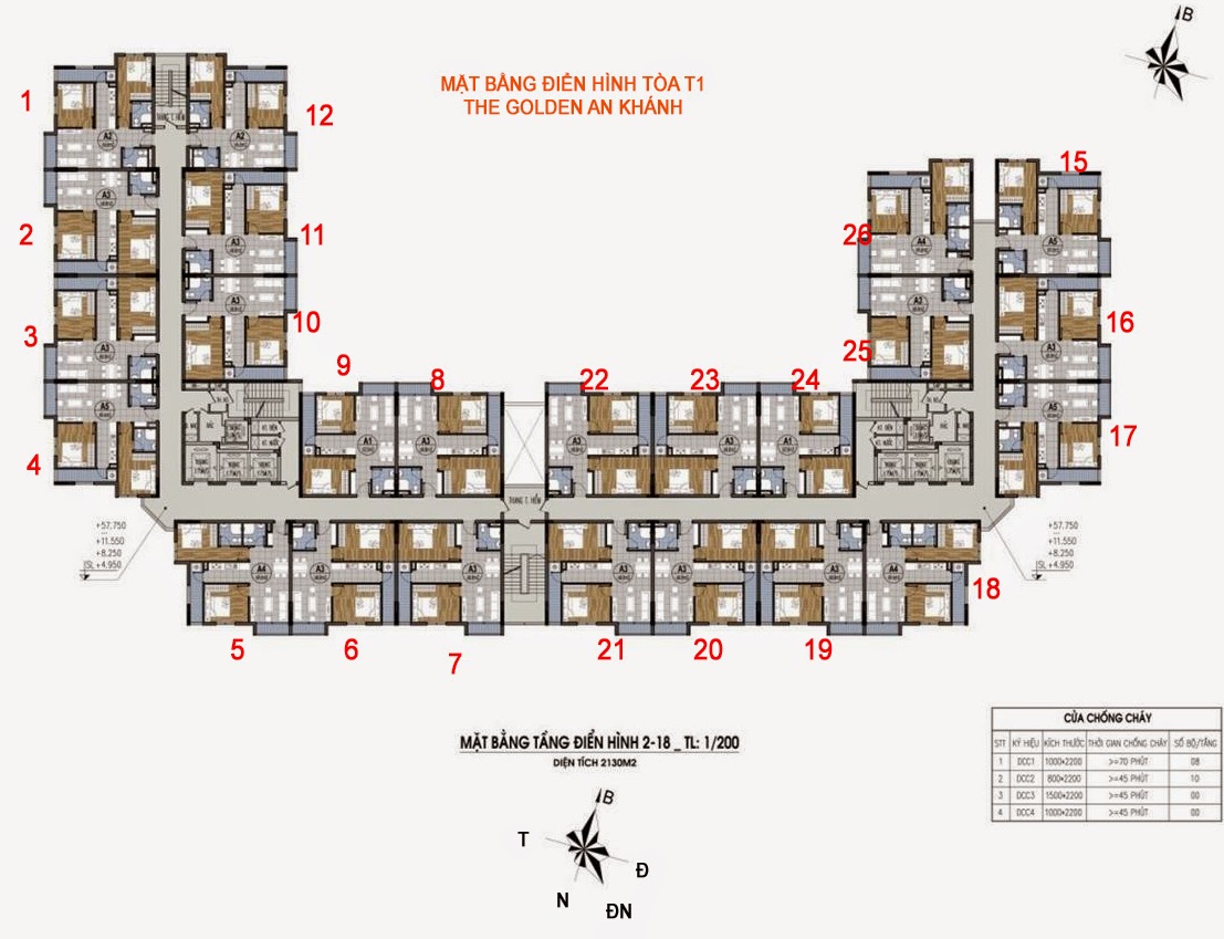 Thiết kế tòa 18T1 và 18T2 chung cư The Golden An Khánh