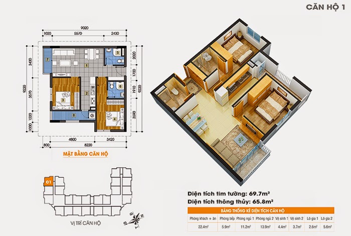 Thiết kế tòa 18T1 và 18T2 chung cư The Golden An Khánh