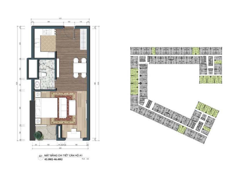 Thiết kế căn hộ officetel The Lotus Center