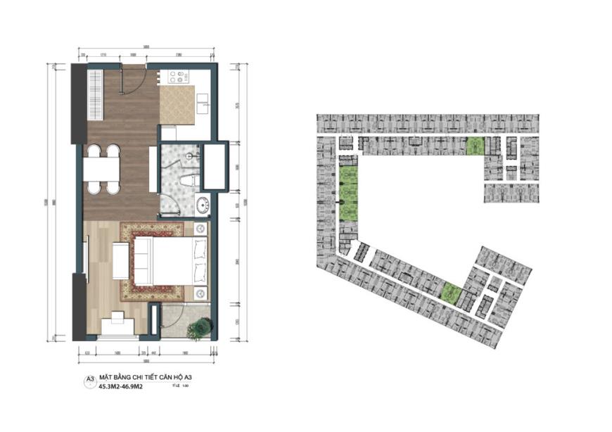 Thiết kế căn hộ officetel The Lotus Center