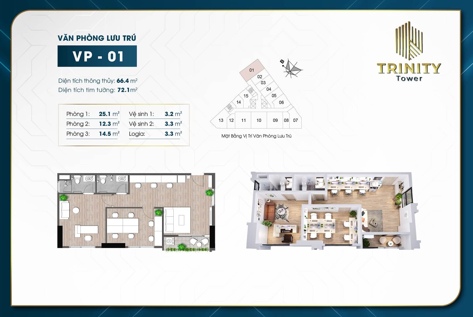 Thiết kế căn hộ officetel Trinity Tower