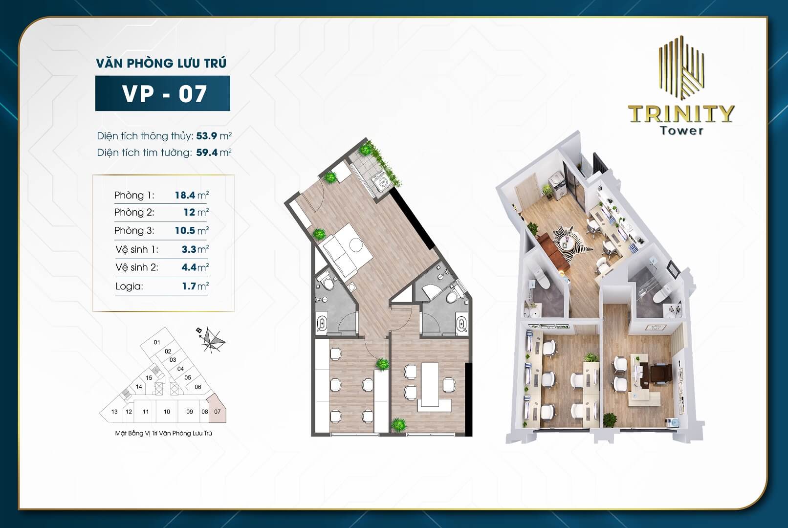 Thiết kế căn hộ officetel Trinity Tower