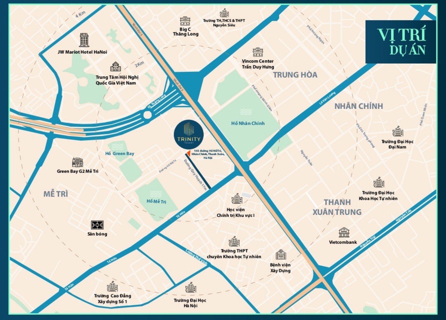 Vị trí dự án chung cư Trinity Tower Hồ Mễ Trì
