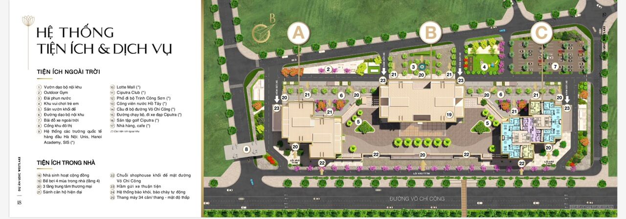 Tiện ích dự án Udic Westlake Tây Hồ