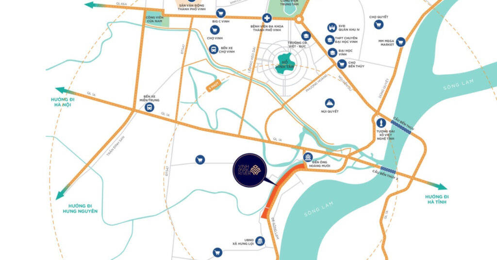 Vị trí chiến lược của dự án Vinh Park River